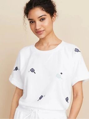 Lou & Grey Pickleball Cotton Terry Short Sleeve Top NWOT